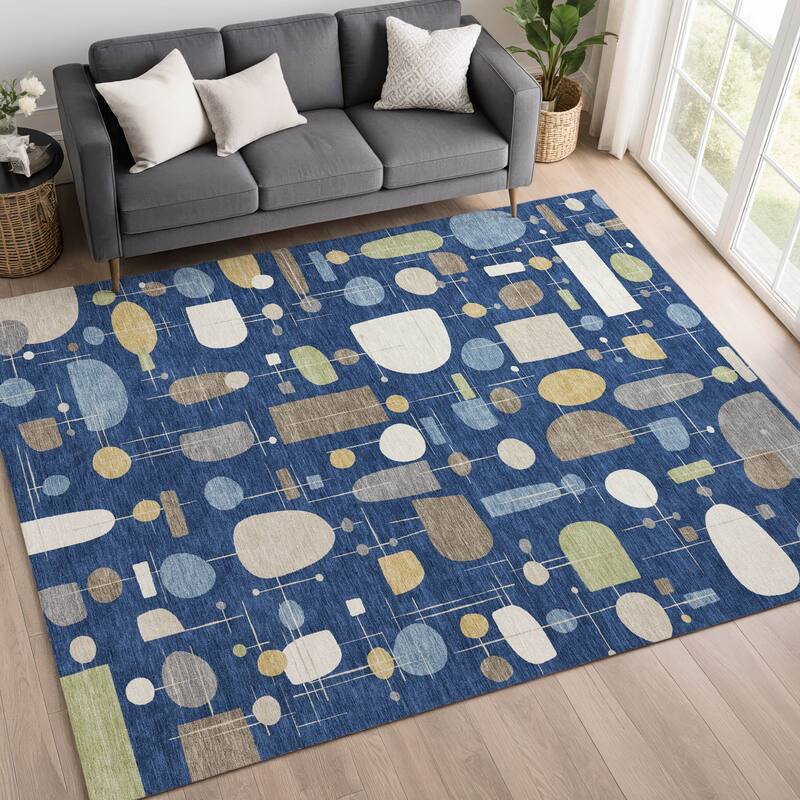 Machine Washable Indoor/ Outdoor Contemporary Fun Chantille Rug