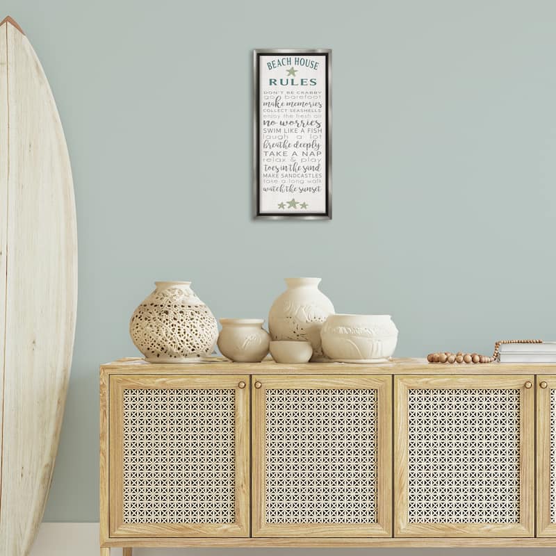 Stupell Fun Recreations Beach Rules Framed Floater Canvas Wall Art Design By Seven Trees Design