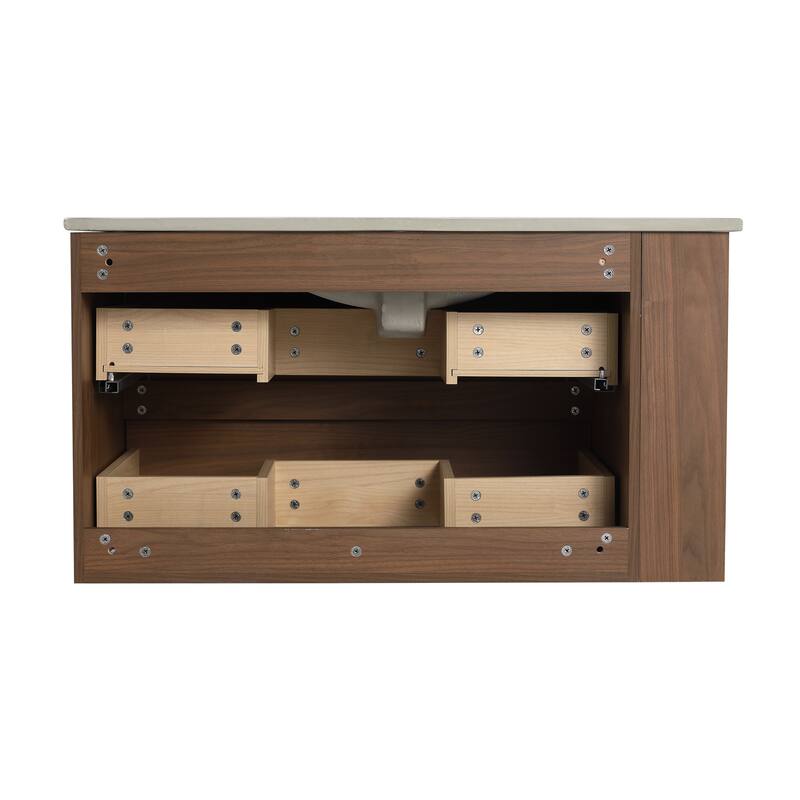 Bathroom Vanity With Sink In 30/36 Inch, Floating Bathroom Vanity With Soft Close Drawers and adjustable shelves