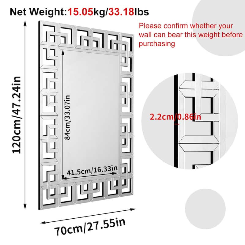 Large Retro Geometric Border Accent Wall Mirror