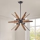 preview thumbnail 1 of 10, Bernice Antique Black Sputnik Natural Wood 6-light Chandelier