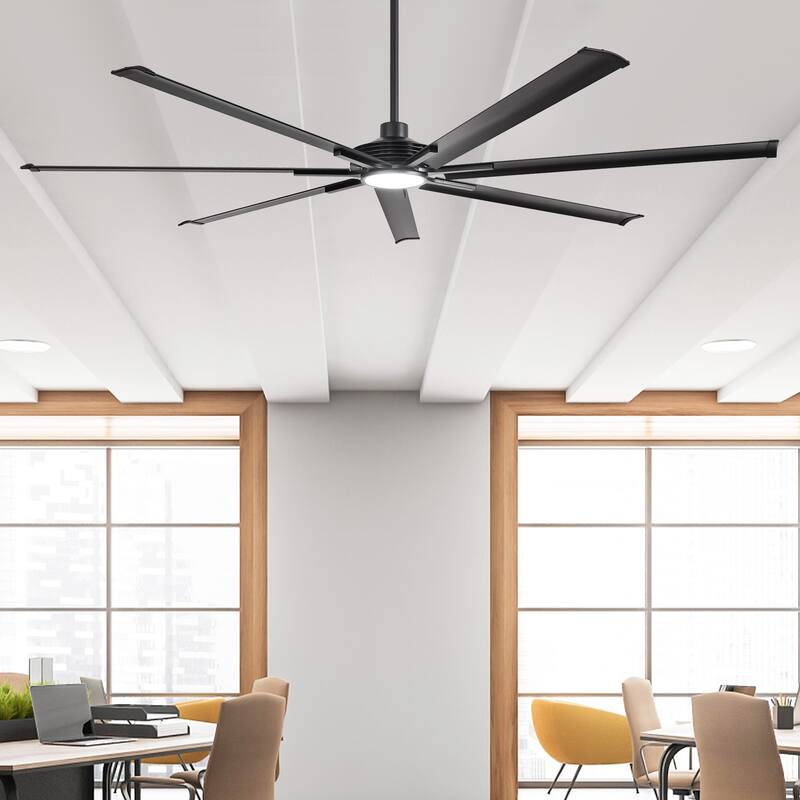 84"/ 100" Black Industrial Extra Large Commercial Ceiling Fan with Light