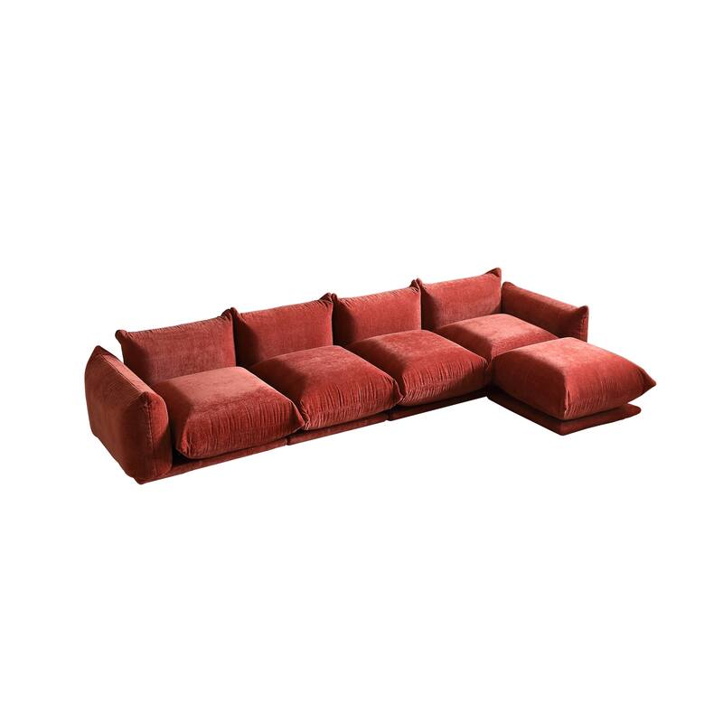 Modular Sectional Sofa Chenille Fabric Sofa with Ottoman