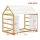 preview thumbnail 13 of 25, Wooden Slat Roof House Bed Kids Floor Bed Frame with 2 Movable Wardrobes, Panel Bed with Fence and Roof