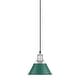 preview thumbnail 1 of 10, Golden Lighting 3306-S CH Orwell 8" Wide Mini Pendant Chrome / Pine Green Shades