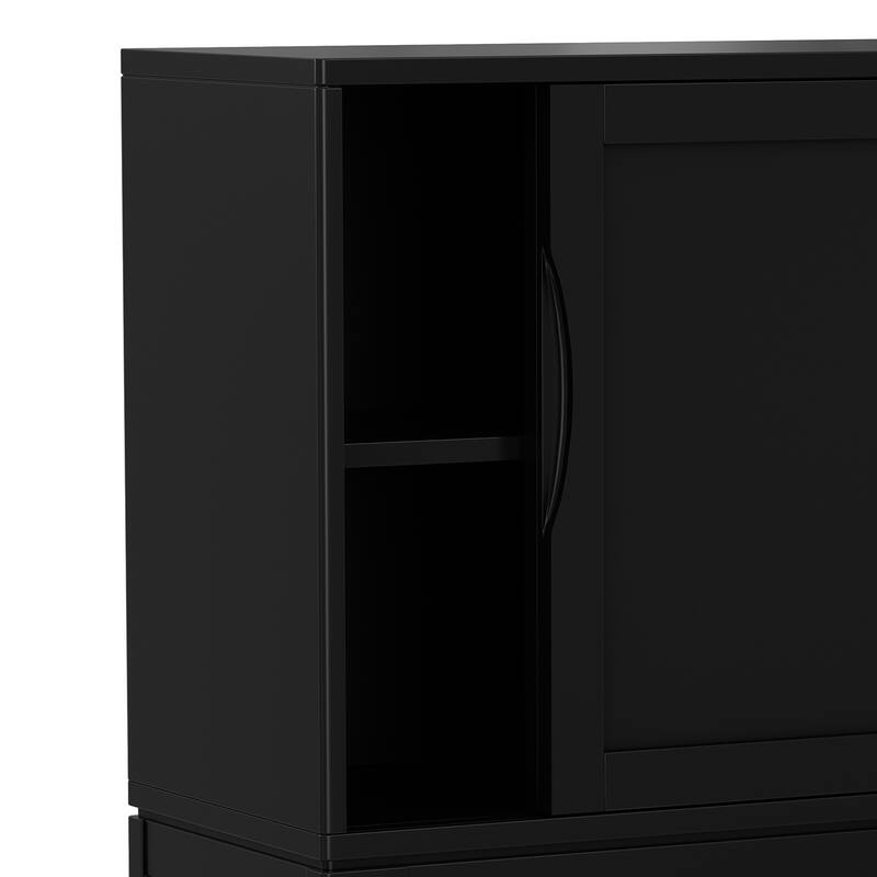 WYNDENHALL Pearson SOLID HARDWOOD 30 inch Wide Mid Century Modern Low Storage Cabinet - 30"w x 14"d x 31"h