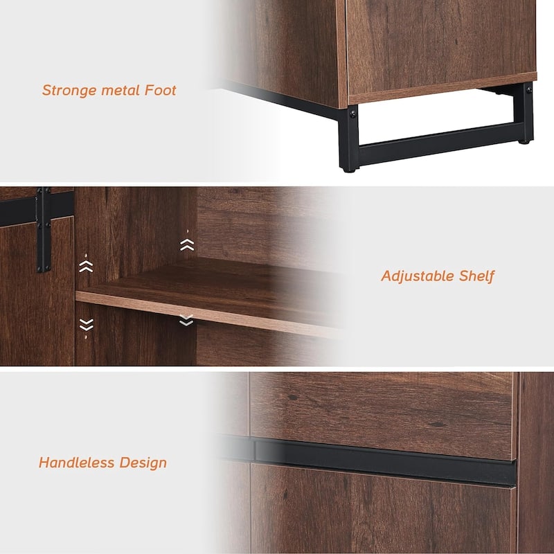 WAMPAT Storage Cabinet, Modern Sideboard with Adjustable Shelf and Metal Base