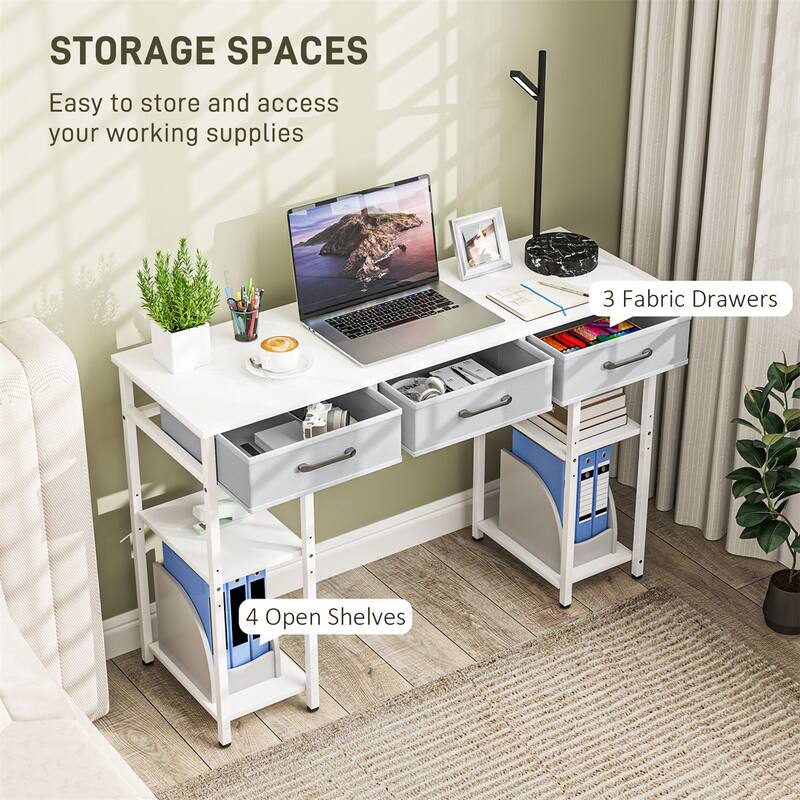 Steel Computer Desk with Drawers and Adjustable Shelves