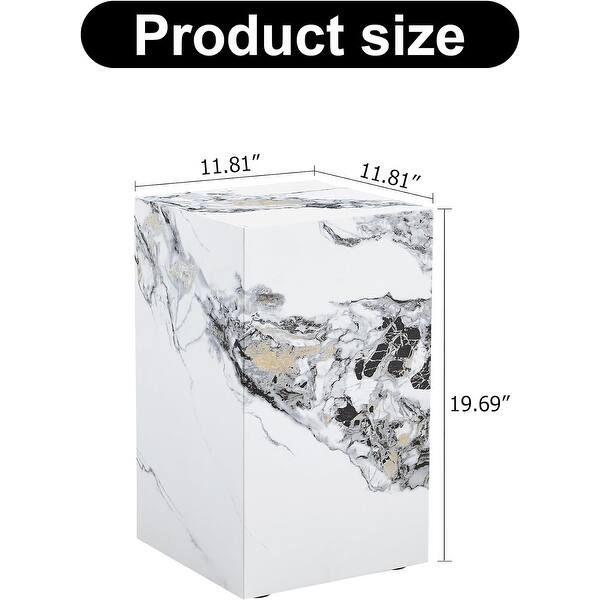 Rectangular Marble Side Table Rectangular Marble Side Table for Living Room, Solid MDF Faux Marble ...