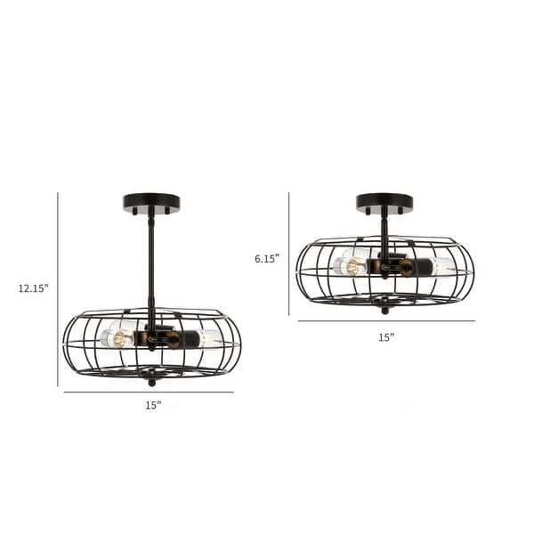 GetLedel 15-inch Farmhouse 3-Light Caged Semi Flush Mount Ceiling Light