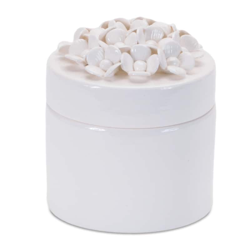Cylindrical Decorative Boxes with Floral Lid - 4.5" - Set of 3