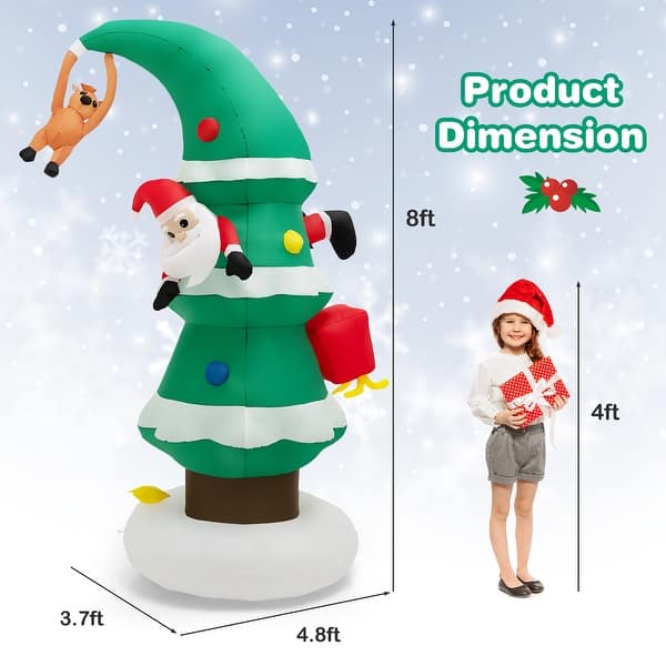 Costway 8FT Inflatable Christmas Tree with Santa Claus, Blowup Holiday ...