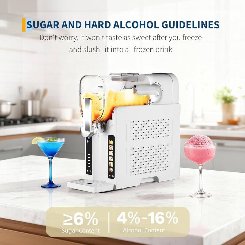 54oz Slushy Machine, Slushie Maker with 6 Preset Modes, LED Display for Home Party Use, White