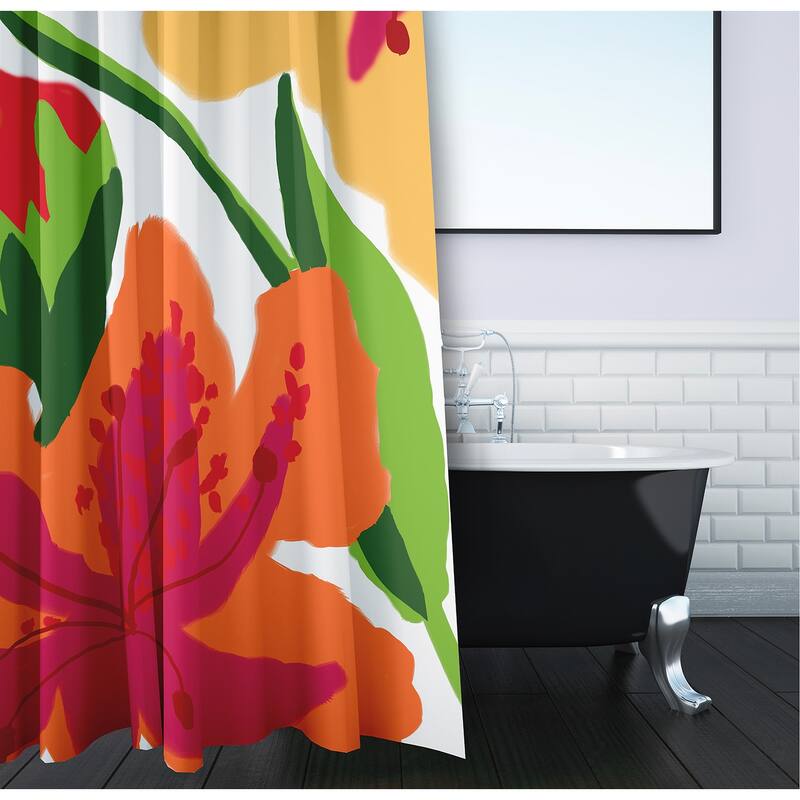 Tropical Floral, Floral Print Shower Curtain
