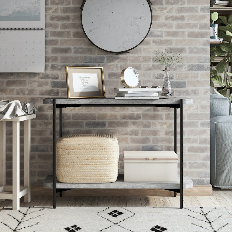 Gorstan Industrial Grey 42-inch Steel 1-Shelf Sofa Table by Furniture of America