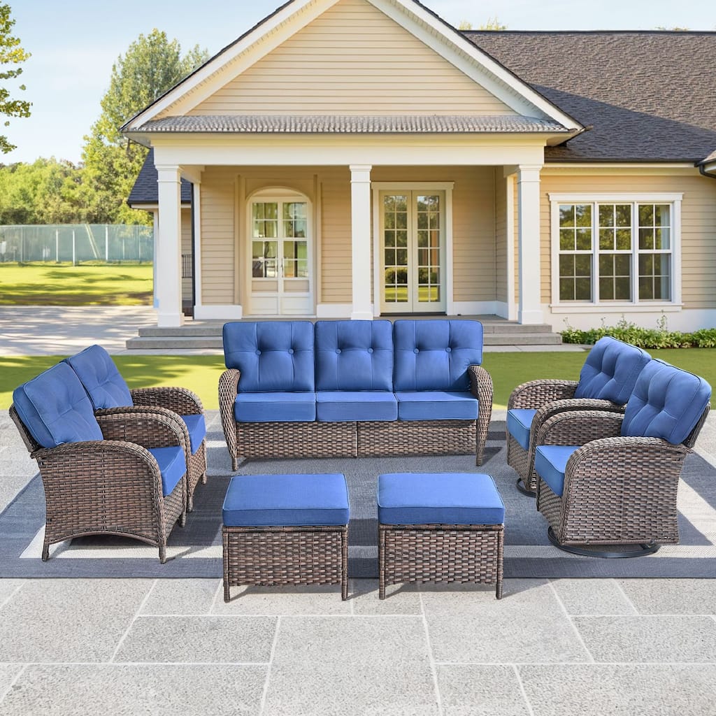 7 Pieces Pocassy Sofa Chairs Ottoman with Swivel Chairs