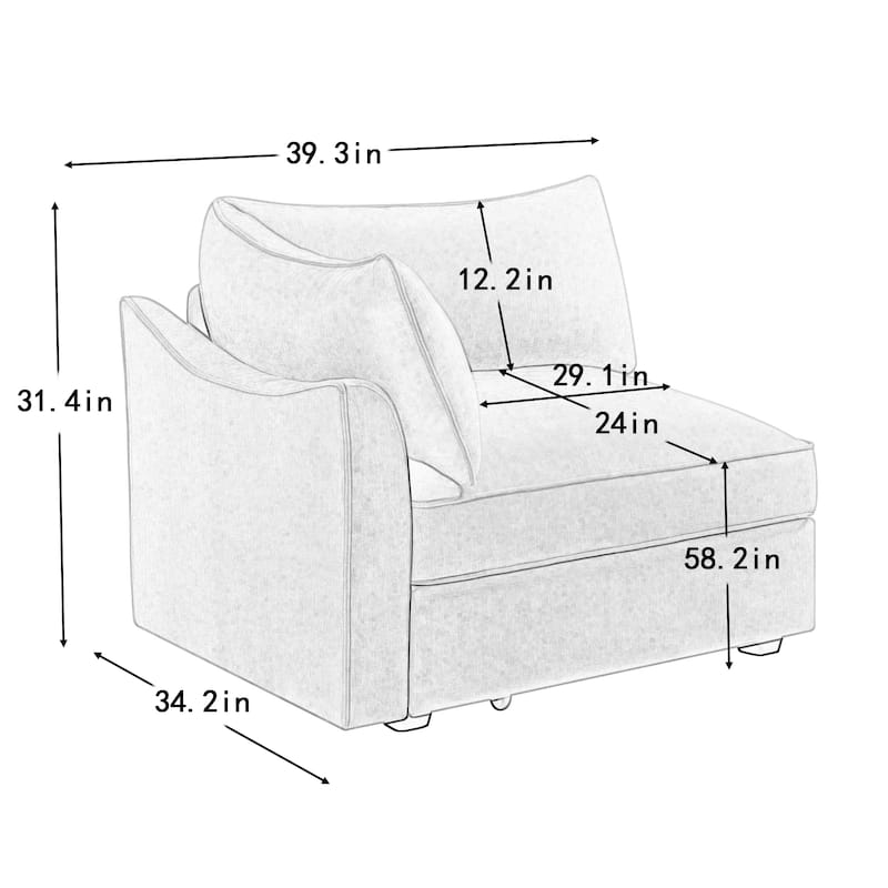 Orange Chenille Sofa with Storage and Multiple Configurations