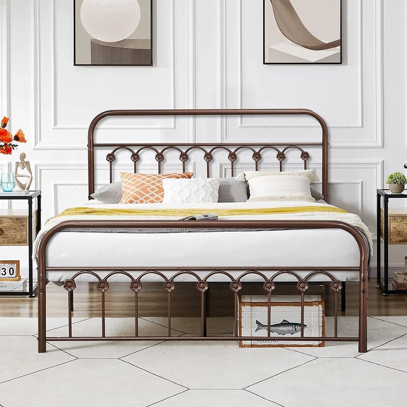 Modern Mental Platform Bed,Antique Purple