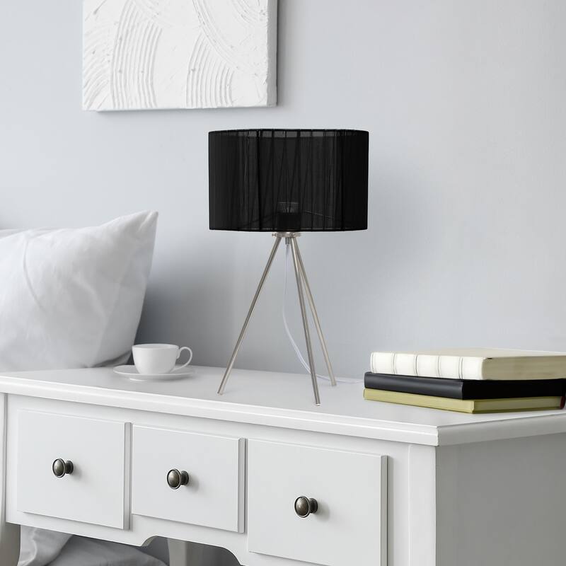 Creekwood Home 19.69" Contemporary Brushed Nickel Pedestal Table Lamp - 19.69
