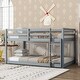preview thumbnail 1 of 5, Twin over Twin Wooden Loft Bed with Ladder,with Bed Platform of Strengthened Slats - Gray