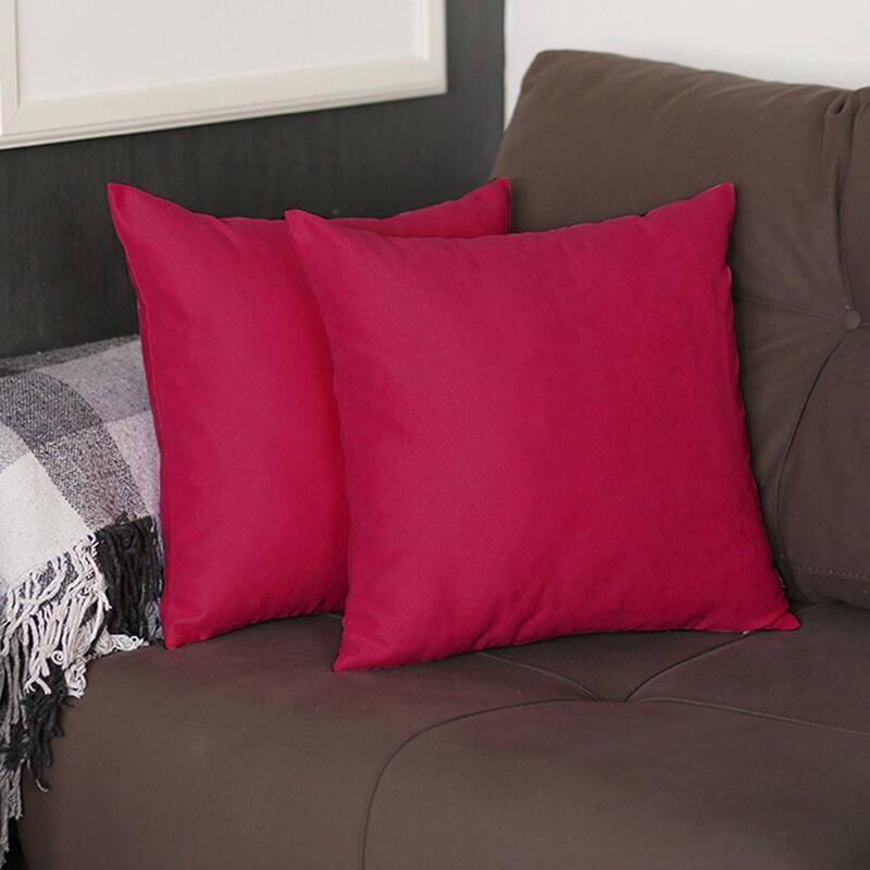 Honey Set of 2 Decorative Throw Pillow Cover Solid Color - 20" x 20" - Dark Pink