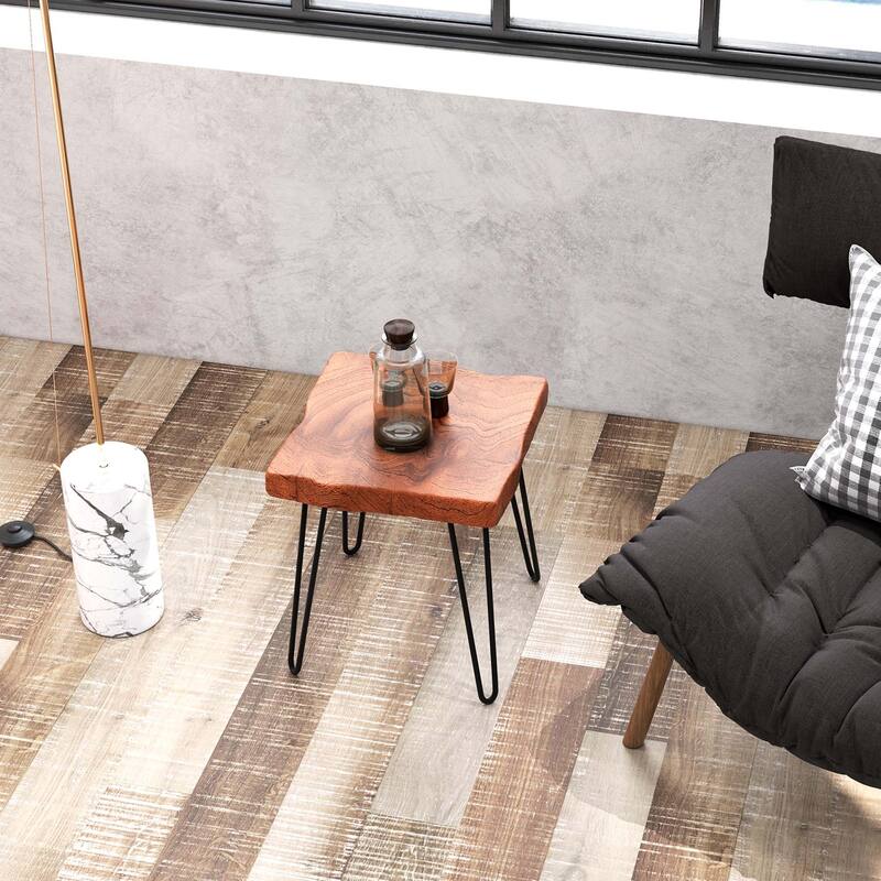Costway Square End Table Accent Side Table Reclaimed Indonesia Teak