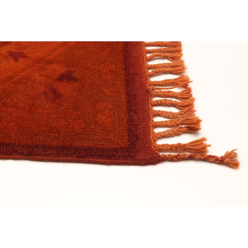 ECARPETGALLERY Hand-knotted Color Transition Burnt Orange Wool Rug - 2'8 x 7'1
