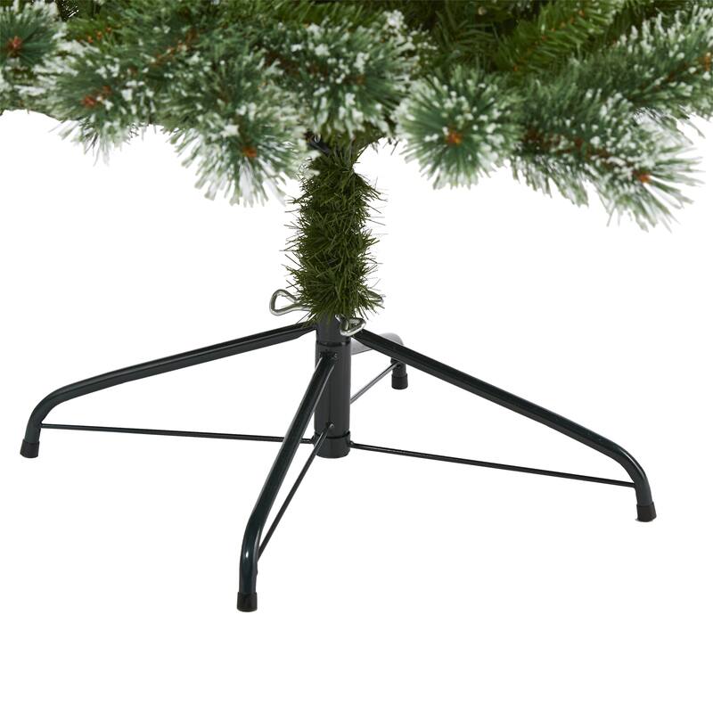 7’ Pre-Lit Wisconsin Slim Snow Tip Pine Artificial Christmas Tree, Clear LED Lights - 8 Foot