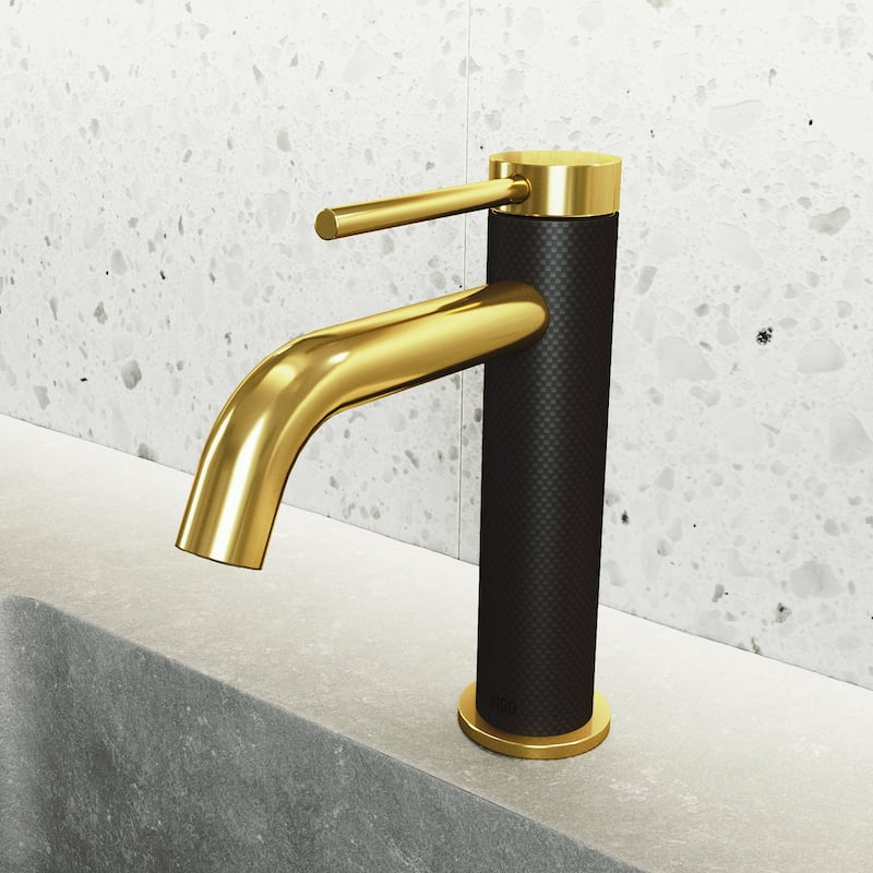 VIGO Madison 8" H Single Handle Single Hole Bathroom Faucet - Without Extras - Matte Brushed Gold