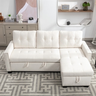 Reversible L-Shape 2 Seat Sectional Storage Sleeper Sofa Bed - Bed Bath ...