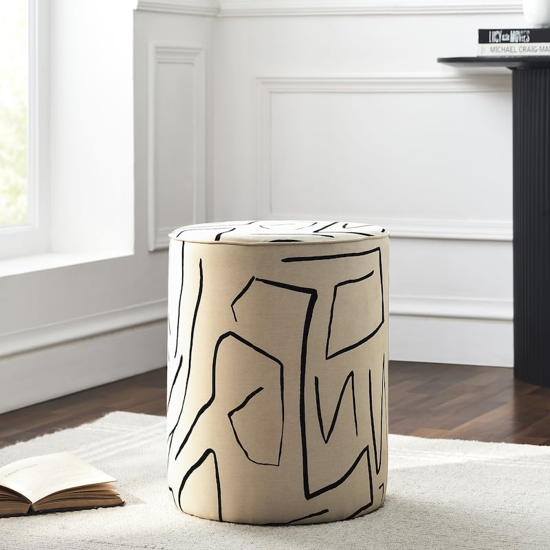 Renwil Rachelle Indoor Cotton Stool, Cream