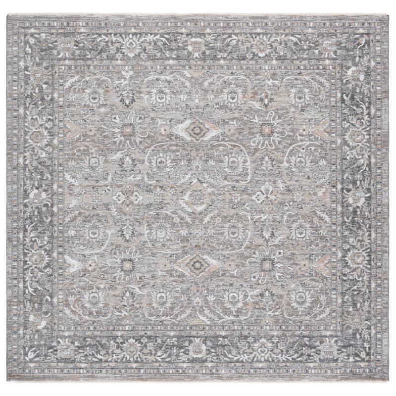SAFAVIEH Finley Ayser Traditional Rug - Grey/Light Grey - 6'7" Square