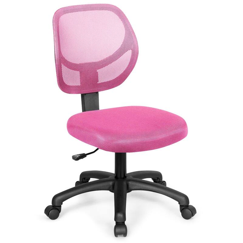 Costway Mesh Office Chair Low-Back Armless Computer Desk Chair - Pink