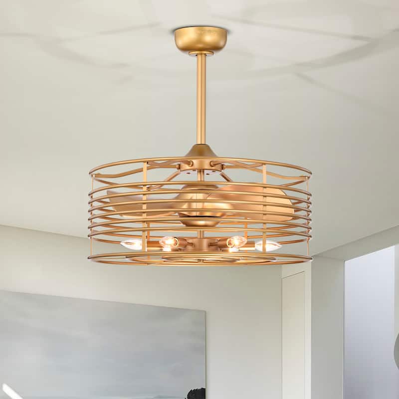 Antler 23 Inch Gold Ceiling Fan Fanderlier 6 Light with Remote