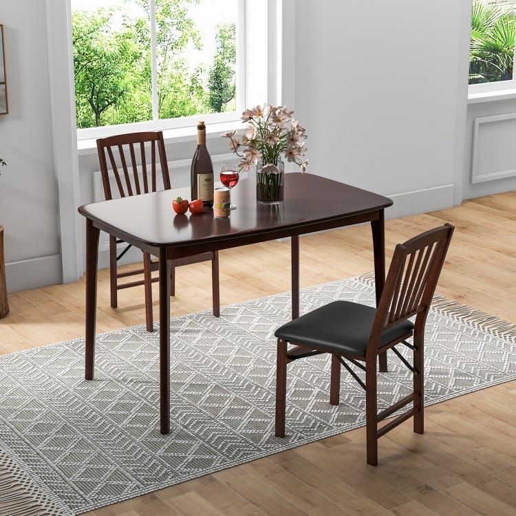48 Inch Solid Wood Dining Table with Rubber Wood Supporting Legs for Kitchen Dining Room - 48" x 28" x 31"