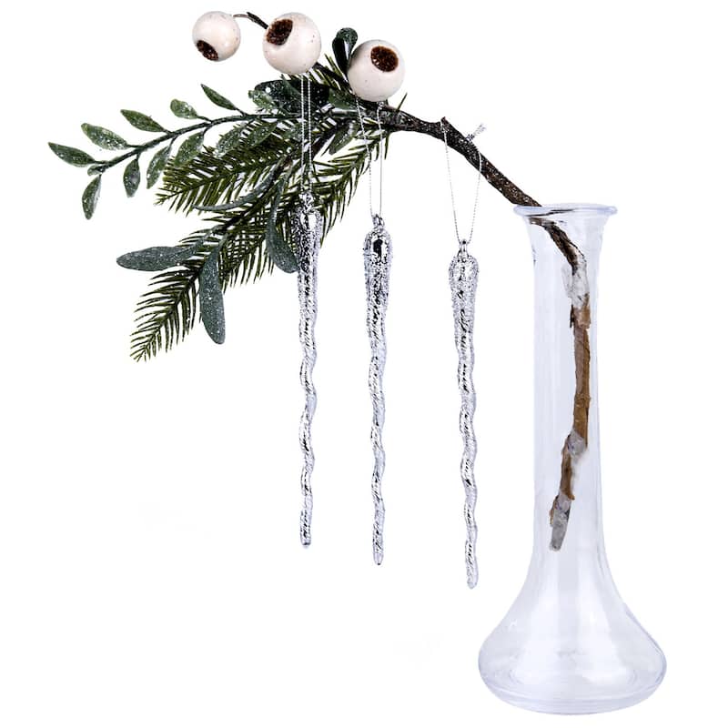 Icicles Glass Christmas Tree Ornament Set of 4 - 8 х 4.7 х 1" 