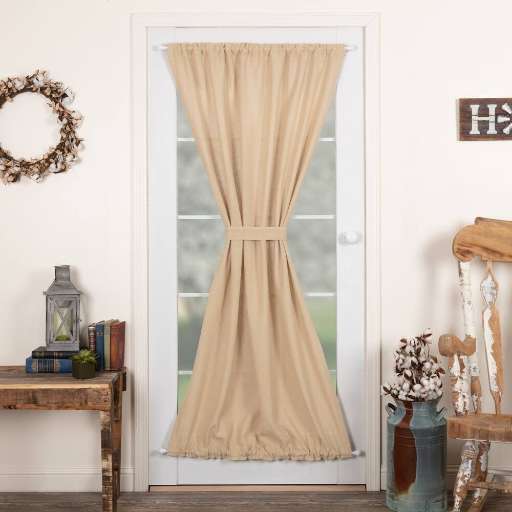 Farmhouse Curtains VHC Cotton Burlap Door Panel Rod Pocket Solid Color - Door Panel 72x40 - Door Panel 72x40