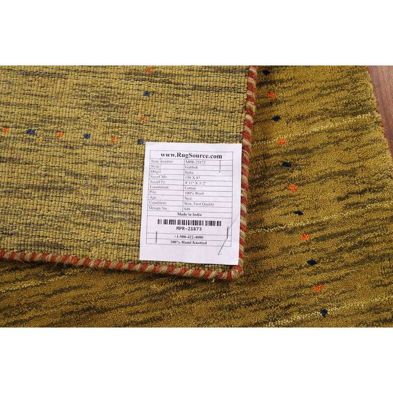 Tribal Gabbeh Indian Accent Rug Handmade Wool Carpet - 3'2" x 4'11"