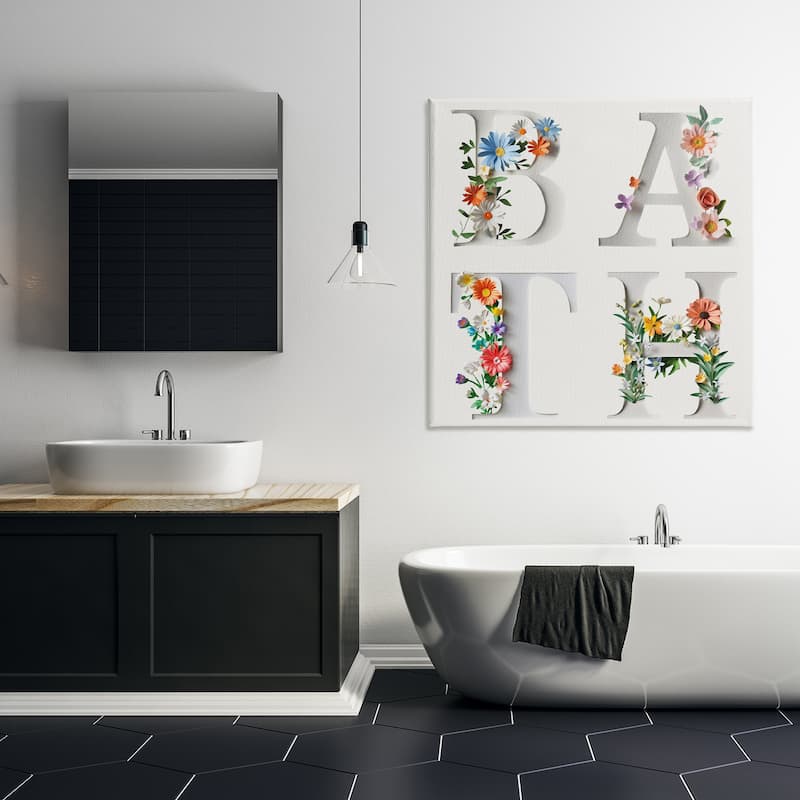 Stupell Floral Bath Typography Canvas Wall Art Design By Susan Arnot