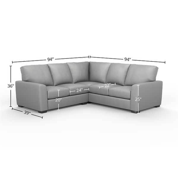 dimension image slide 2 of 4, Savannah 2x2 100% Full Top Grain Leather Sectional