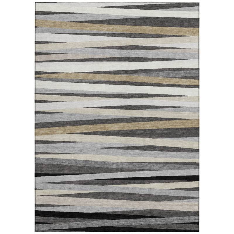 HomeRoots Striped Transitional Rectangle Outdoor Rug