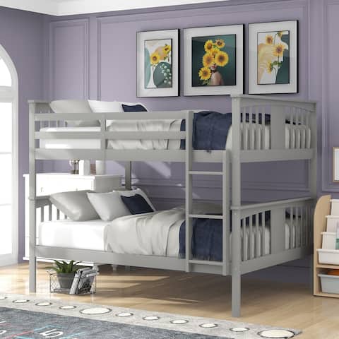 Full over Full Solid Pine Bunk Bed with Legs-79.6"L x 56.5"W