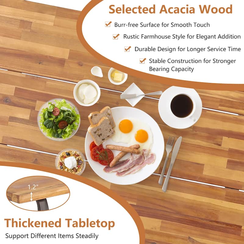 Costway Acacia Wood Patio Picnic Table Bench Set with 71'' Tabletop - See Details