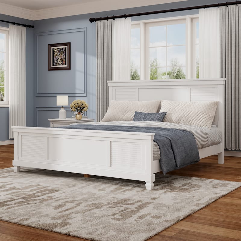Christopher Knight Home - Elsa Elegant White Solid Wood Platform Bed with Farmhouse Style