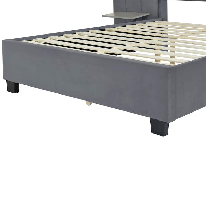 Velvet Upholstered Platform Bed