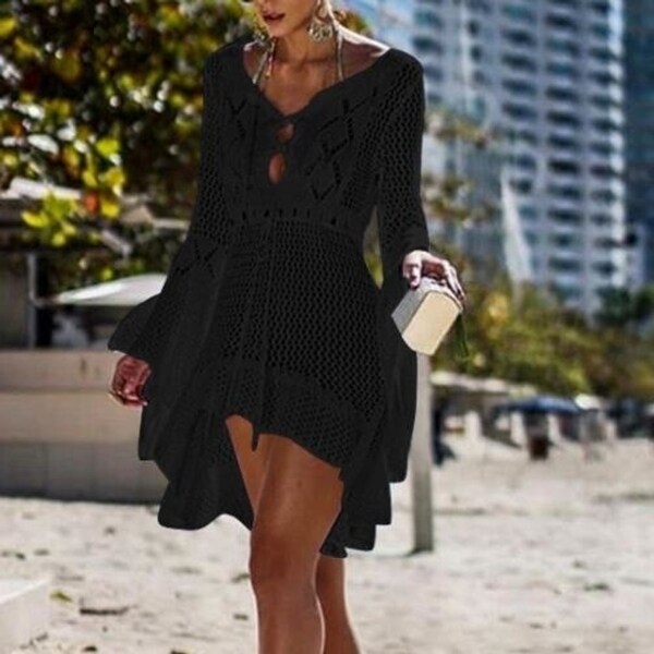 black bathing suit cover up dress