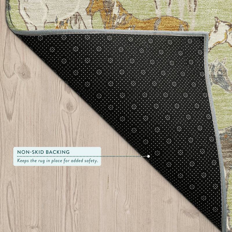 Machine Washable Indoor/ Outdoor Horse Herd Chantille Rug