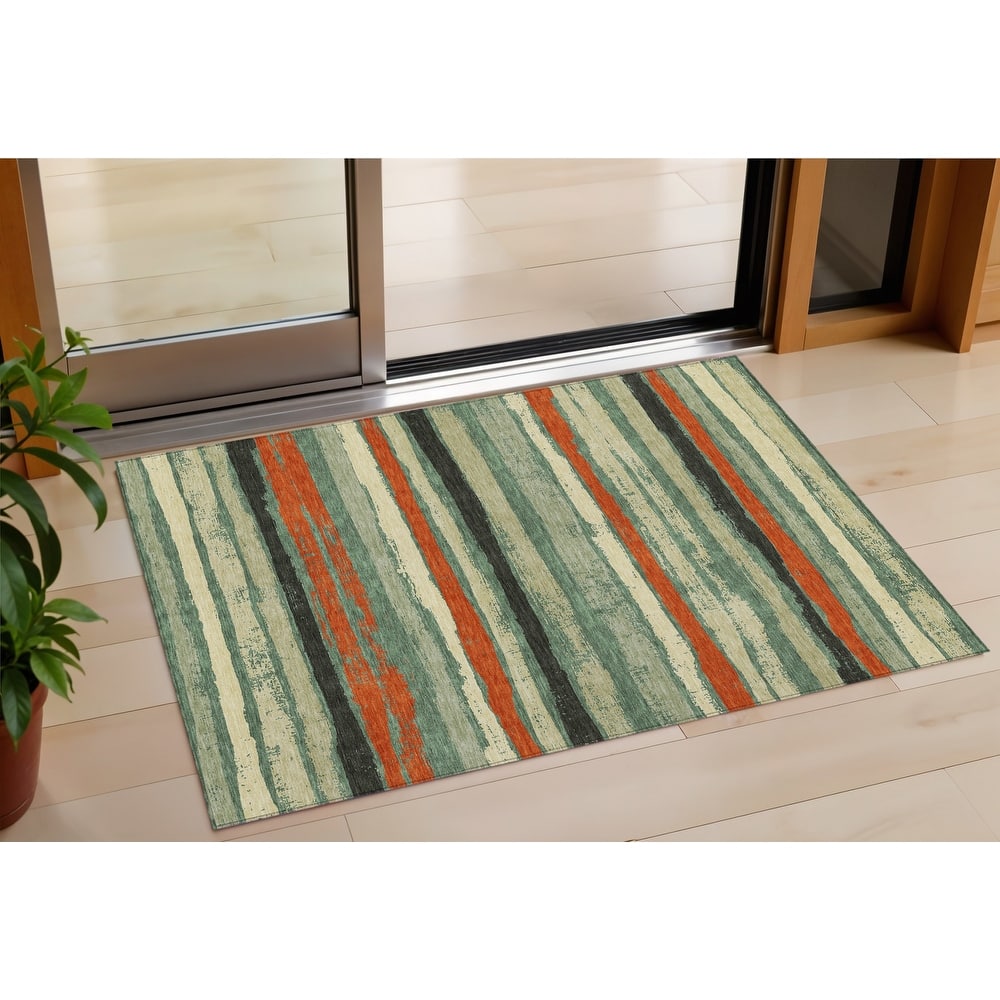 HomeRoots Striped Transitional Rectangle Outdoor Rug