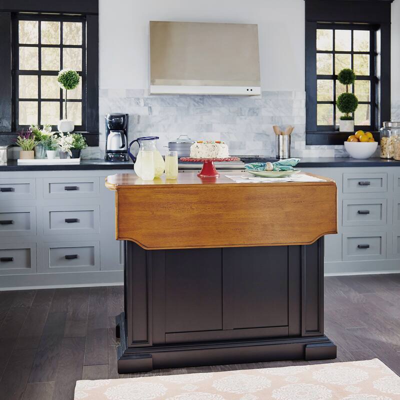 Copper Grove Warwick Black Distressed Oak Kitchen Island