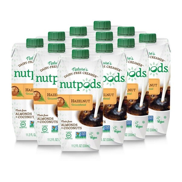 nutpods Dairy-Free Creamer Unsweetened (Hazelnut, 12-pack) - Whole30 Approved